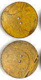 SALE Mustard Yellow-Brown Rustic Extra Large Coconut Button "Rustica"  2-1/4" Scooped