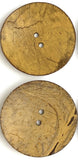 Re-Stocked Mustard Yellow-Brown Rustic Extra Large Coconut Button  2-1/4" Scooped