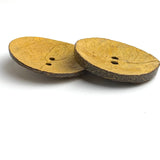 SALE Mustard Yellow-Brown Rustic Extra Large Coconut Button "Rustica"  2-1/4" Scooped