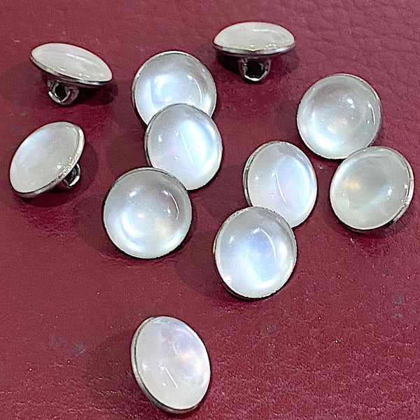 Running Low,  1/2" White Faux Pearl Western Shirt Buttons Not Snaps, Shank Back 13mm / 1/2", Pack of 18  #KB-942