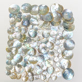 BULK DEAL 7 Sizes MIX: 140 Moonrise Shell Buttons, 20 Per Size, Natural Agoya MOP, Thin Glowing  # LP-134