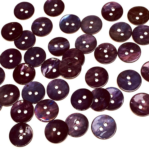 Re-Stocked, OUTLET ITEM Dark Purple 1/2" / 12.5mm Shell, Semi Rustic, Pack of 150+ Buttons  #LP-45-150