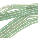 Re-Stocked Green Aventurine Tube Beads, 12-13mm x 4mm, Light Natural Green Tones, Strand of 31 Beads #LP-110
