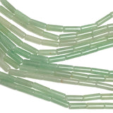 Re-Stocked Green Aventurine Tube Beads, 12-13mm x 4mm, Light Natural Green Tones, Strand of 31 Beads #LP-110
