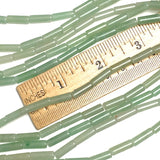 Re-Stocked Green Aventurine Tube Beads, 12-13mm x 4mm, Light Natural Green Tones, Strand of 31 Beads #LP-110