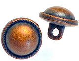Tiny 10mm Copper/Black Simple Dome 3/8" Button, Shank Back, Pack of 5,  #SWC-102-5