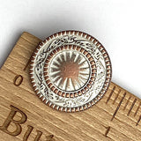 Copper / White Sun Wheel Vines 13/16"  Shank Back Button 21mm,  #SWC-142