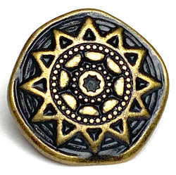 Sun Star Brass/Black 5/8" Almost Round Shank Back Metal Button 16mm,  #SWC-143
