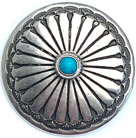 Last One, Blue Bead Desert Aster 1-3/16"-1-1/4"  Nickel Silver "Turquoise" Larger Shank  #SW-351