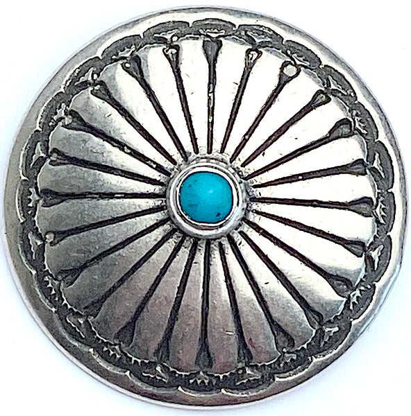 Last One, Blue Bead Desert Aster 1-3/16"-1-1/4"  Nickel Silver "Turquoise" Larger Shank  #SW-351