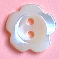 Running Low, White Plumeria 2-Hole 5/8" Pearl Shell Flower Shape Button #SK-679