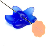 Royal Blue Starfish 3/4" Recycled Tumbled "Sea" Glass Button   #L-959