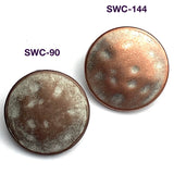 Copper & Cream Mottled Round Metal Button, 17.5mm, Shank Back, More Shine, 11/16". #SWC-144