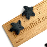 Opaque Black Starfish 3/4" Recycled Tumbled "Sea" Glass Button   #L-954