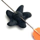 Opaque Black Starfish 3/4" Recycled Tumbled "Sea" Glass Button   #L-954