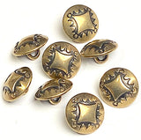 Small 1/2" Brass Concho Button Four Directions Shank Back  #SW-7