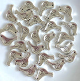 Re-Stocked, 25 Silver Metal Swirl-Bird Beads, 5/8" Shiny, Both Sides Usable, Pack of 25  #LP-117