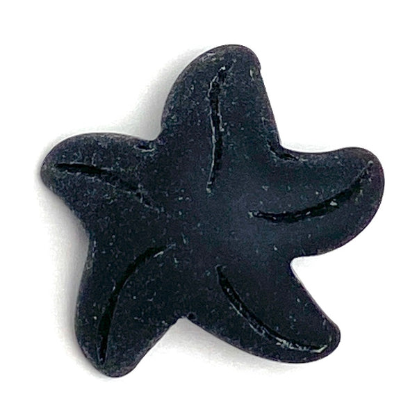 BULK DEAL Opaque Black Starfish 3/4" Recycled Tumbled "Sea" Glass Button PACK OF 10  #L-954