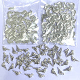 Bulk Deal, 150 Silver Metal Bird Beads, 50 Each of 3 Styles, Approx. 1/2" Shiny, Pack of 150  #LP-117.5