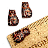 Copper Cat, Czech Glass Beads 11/16" / 17mm, Pack of TWO Kitties,  #L-972