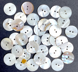 Re-Stocked Bulk Deal 100 Buttons: White-Honey Mix, 7/8"-15/16" Pearl Shell Round Buttons, # LP-72-100