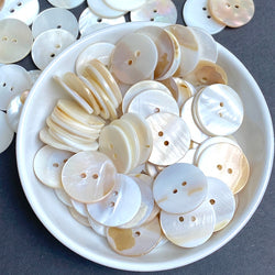 BULK DEAL Re-Stocked, 15/16" Butterscotch-Honey-White-Taupe Iridescent Pearl Shell 2-Hole Buttons, 23mm, # LP-72-100