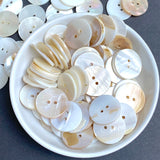 Re-Stocked Bulk Deal 100 Buttons: White-Honey Mix, 7/8"-15/16" Pearl Shell Round Buttons, # LP-72-100