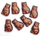 Copper Cat, Czech Glass Beads 11/16" / 17mm, Pack of TWO Kitties,  #L-972