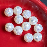 White Pearly Mosaic Rounds Iridescent Artisan Beads, 10mm / 3/8"  #L-64118