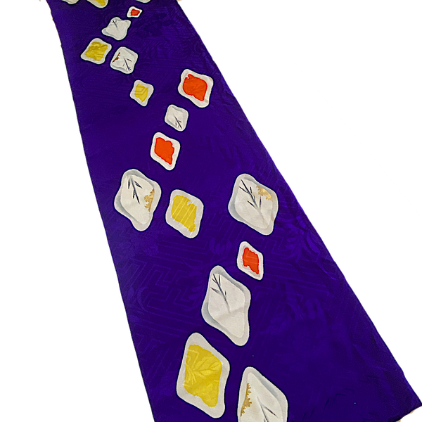 Wondrous Purple Diamonds Vintage Kimono Silk Crepe from Japan 13.5" x 60"  #7751