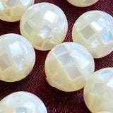 White Mother of Pearl Mosaic Rounds, Iridescent Artisan Beads, Smaller, 8mm / 5/16"  #L-64117