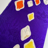 Purple Diamond Windows Vintage Kimono Silk Crepe from Japan 13.5" x 60"  #7751
