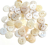 White to Butterscotch Mix, 1/2" Pearl Shell, Iridescent 2-Hole MOP Buttons 13mm, PACK OF 50 #LP-123-50