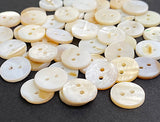 White to Butterscotch Mix, 1/2" Pearl Shell, Iridescent 2-Hole MOP Buttons 13mm, PACK OF 50 #LP-123-50
