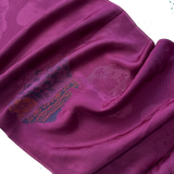 Rich Purply Burgundy with Embroidery and Jacquard, Vintage Kimono Silk Satin, 3 Pieces from Japan # 777