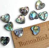 Abalone Heart Beads 9/16" Vivid Blues/Greens, Pack of 2 # LP-137