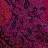 Rich Purply Burgundy with Embroidery and Jacquard, Vintage Kimono Silk Satin, 3 Pieces from Japan # 777