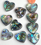 Abalone Heart Beads 9/16" Vivid Blues/Greens, Pack of 2 # LP-137