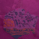 Rich Purply Burgundy with Embroidery and Jacquard, Vintage Kimono Silk Satin, 3 Pieces from Japan # 777