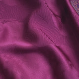 Rich Purply Burgundy with Embroidery and Jacquard, Vintage Kimono Silk Satin, 3 Pieces from Japan # 777