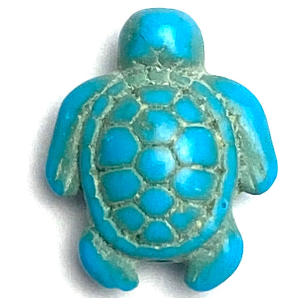 Blue Turtle Beads, Faux Turquoise, 11/16" x 9/16" Pack of ELEVEN Turtles, #LP-139