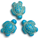 Blue Turtle Beads, Faux Turquoise, 11/16" x 9/16" Pack of ELEVEN Turtles, #LP-139