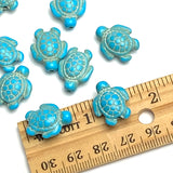 Blue Turtle Beads, Faux Turquoise, 11/16" x 9/16" Pack of ELEVEN Turtles, #LP-139