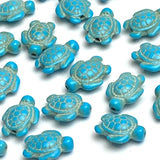 Blue Turtle Beads, Faux Turquoise, 11/16" x 9/16" Pack of ELEVEN Turtles, #LP-139