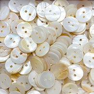 White to Butterscotch Mix, 1/2" Pearl Shell, Iridescent 2-Hole MOP Buttons 13mm, PACK OF 50 #LP-123-50