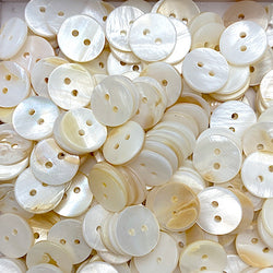 Re-Stocked BULK DEAL White to Butterscotch Mix, 1/2" Pearl Shell, Iridescent 2-Hole MOP Buttons 13mm, PACK OF 500 #LP-123