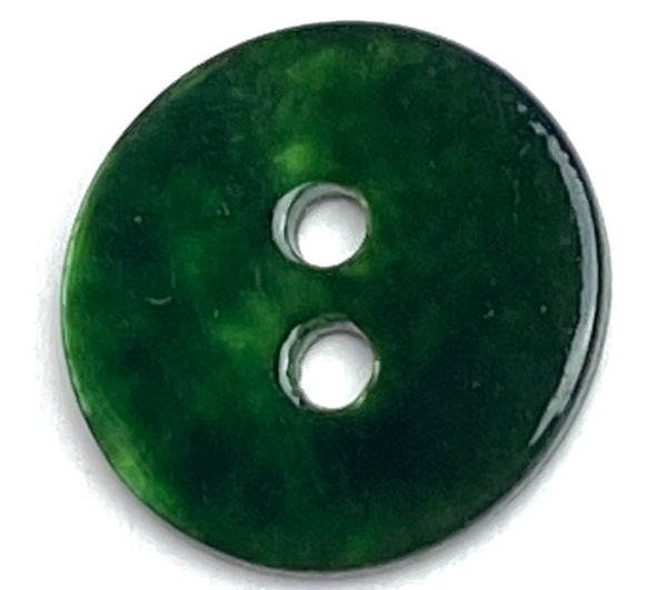 Re-Stocked 1/2" Dark Green Shiny Pearl Shell Button, 2-hole 13mm, #D-190