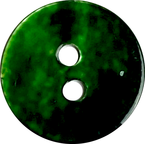 1/2" Dark Green Shiny Pearl Shell Button, 2-hole 13mm, #D-190