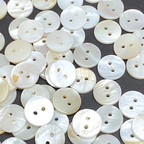Re-Stocked, White to Butterscotch Mix, 1/2" Pearl Shell, Iridescent 2-Hole MOP Buttons 13mm, PACK OF 50 #LP-123-50