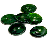 Re-Stocked 1/2" Dark Green Shiny Pearl Shell Button, 2-hole 13mm, #D-190